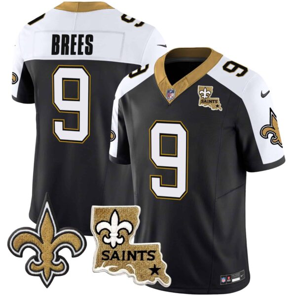 Men’s Saints Vapor Limited Jersey – New Orleans Patch – All Stitched – Alternate – Drew Brees
