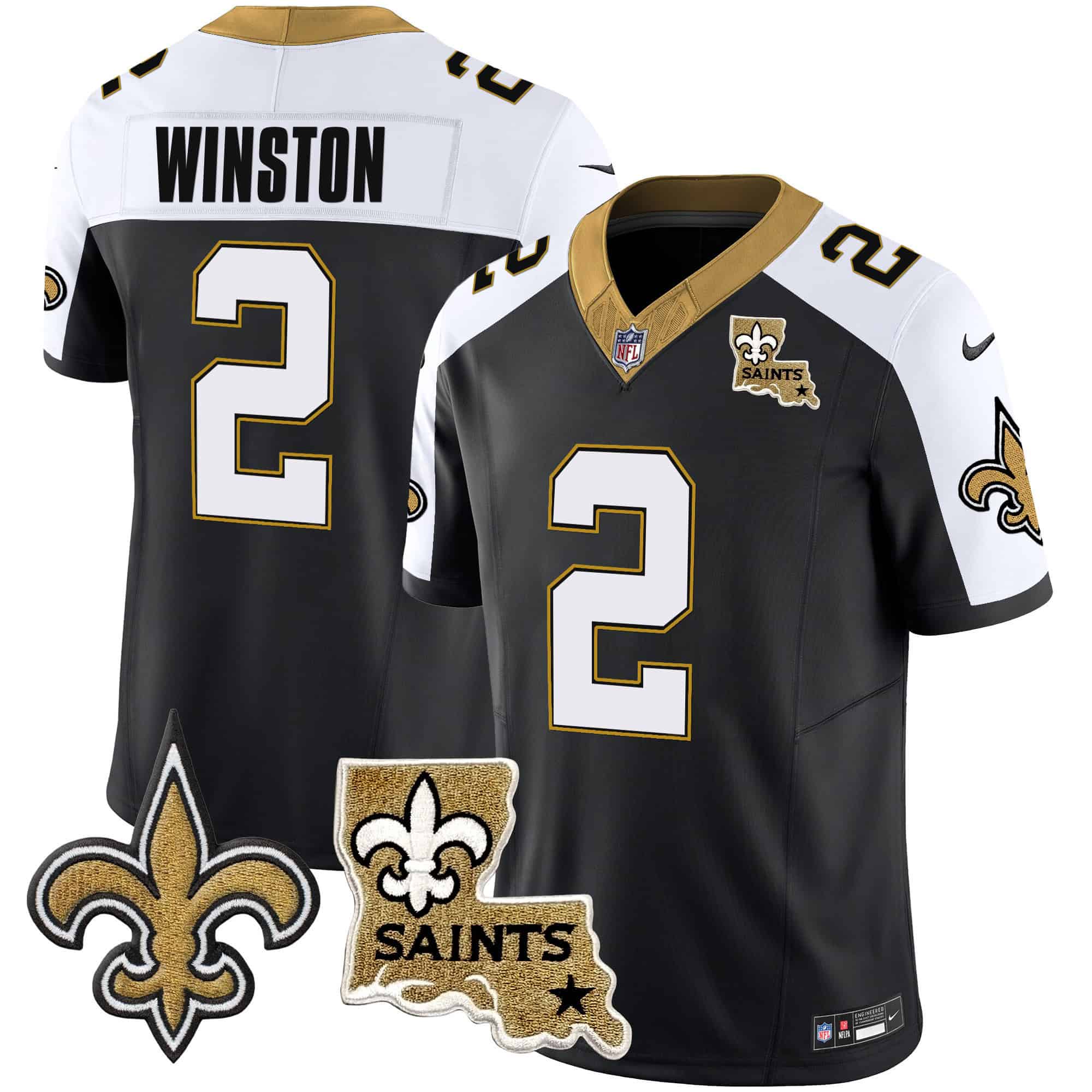 Men’s Saints Vapor Limited Jersey – New Orleans Patch – All Stitched – Alternate – Jameis Winston