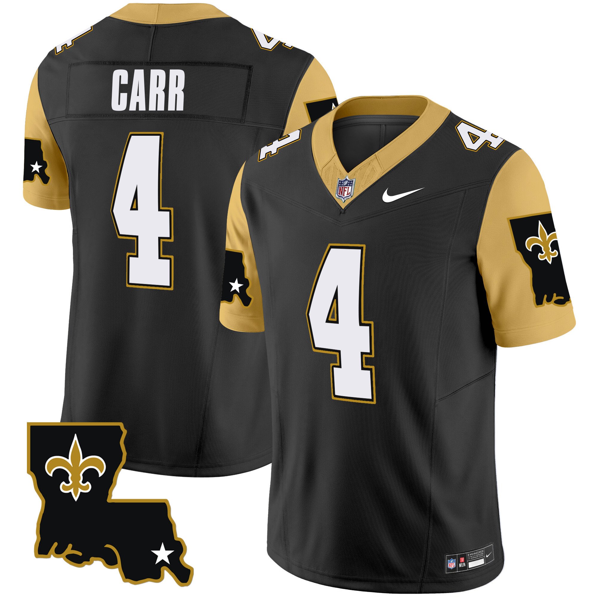 Men’s Saints 1987 Legacy Vapor Limited Jersey V2 – All Stitched – Black – Derek Carr