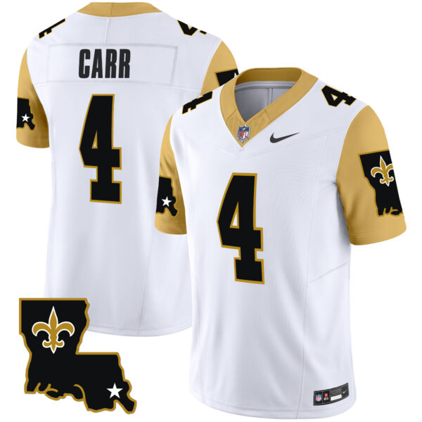 Men’s Saints 1987 Legacy Vapor Limited Jersey V2 – All Stitched – White – Derek Carr