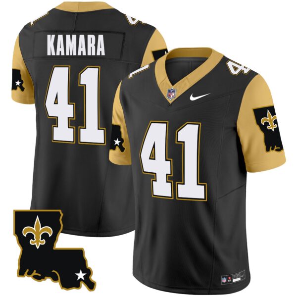 Men’s Saints 1987 Legacy Vapor Limited Jersey V2 – All Stitched – Black – Alvin Kamara