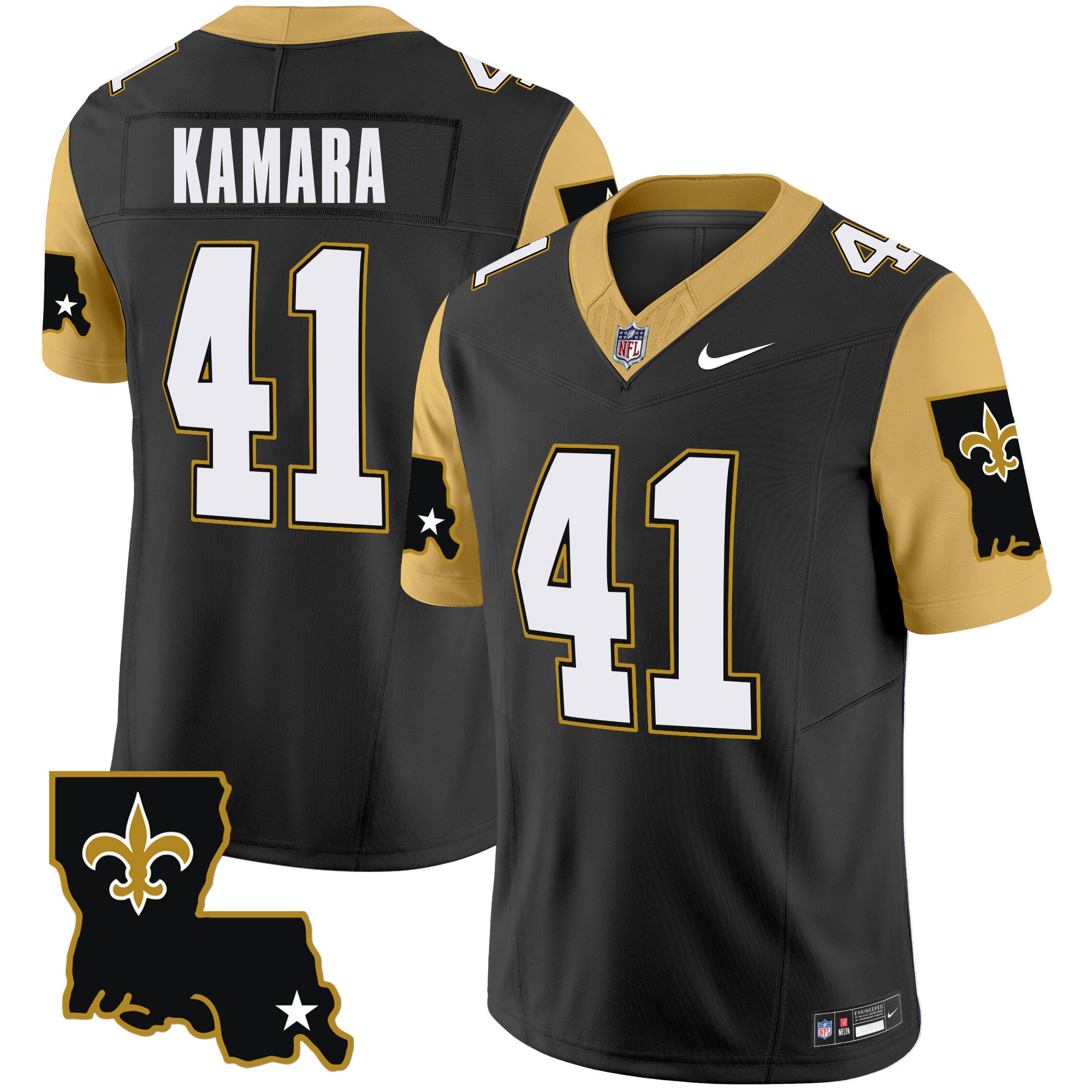Men’s Saints 1987 Legacy Vapor Limited Jersey V2 – All Stitched – Black – Alvin Kamara
