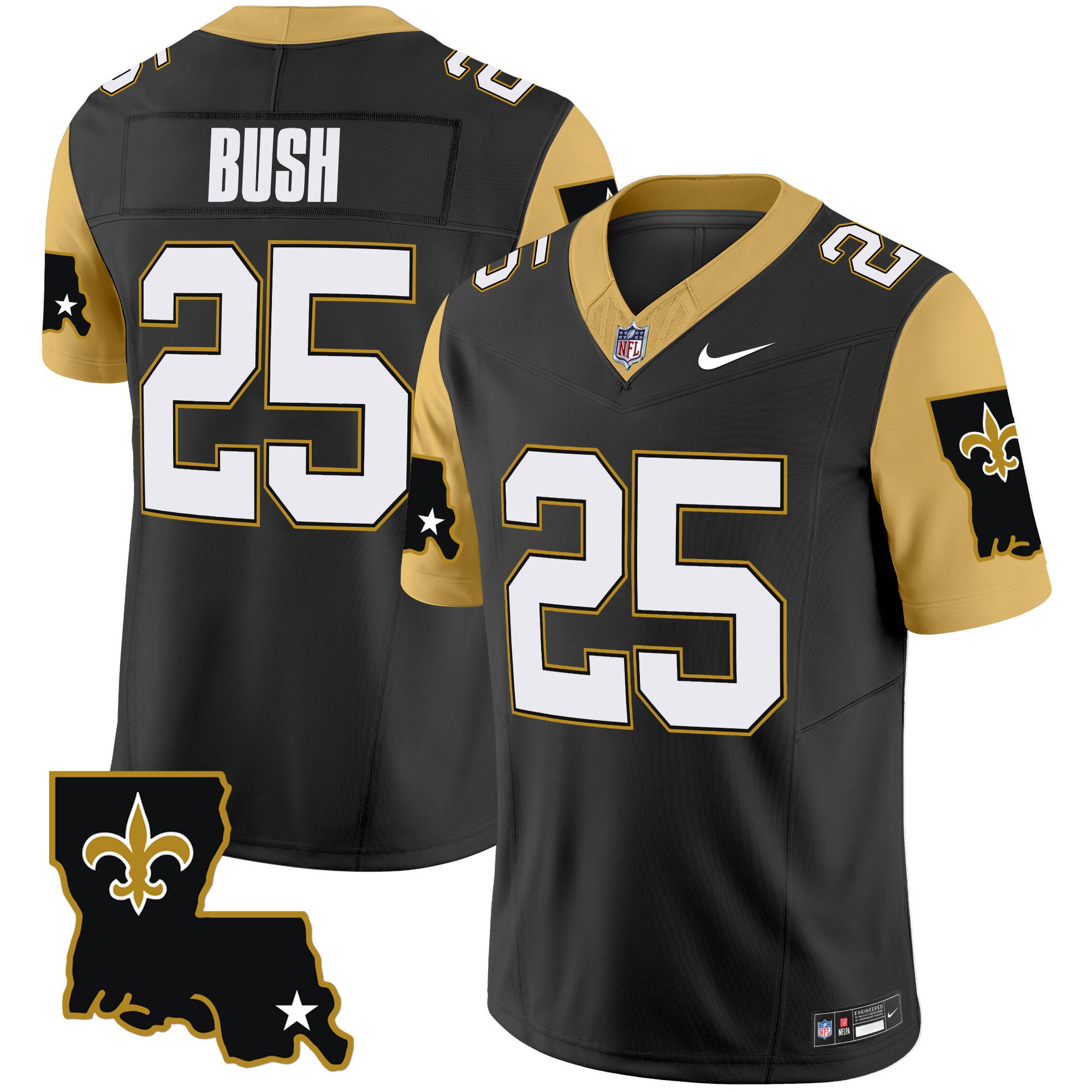 Men’s Saints 1987 Legacy Vapor Limited Jersey V2 – All Stitched – Black – Reggie Bush