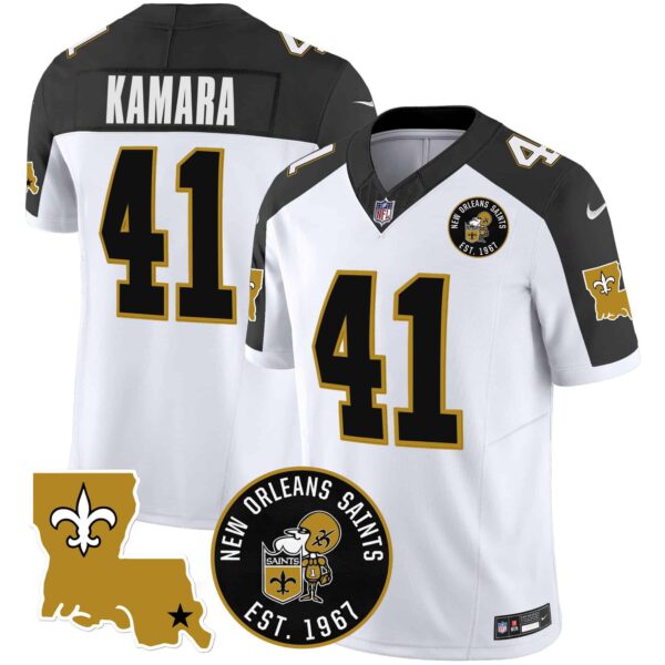 Men’s Saints EST. 1967 Patch Vapor Jersey – All Stitched – Inverted – Alvin Kamara