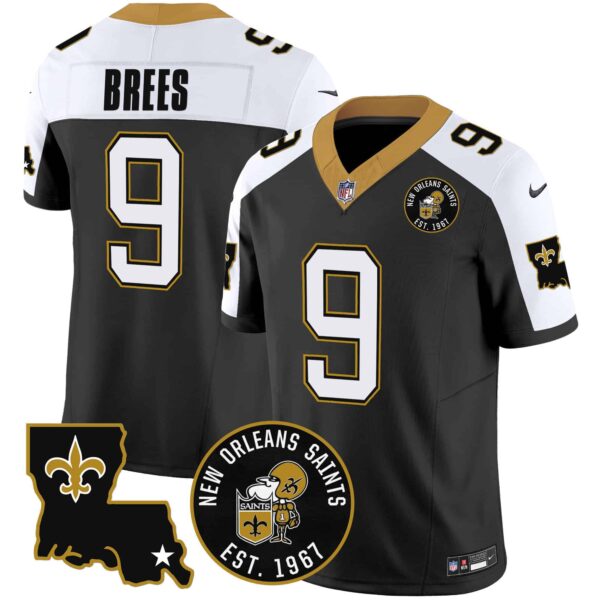 Men’s Saints EST. 1967 Patch Vapor Jersey – All Stitched – Alternate – Drew Brees