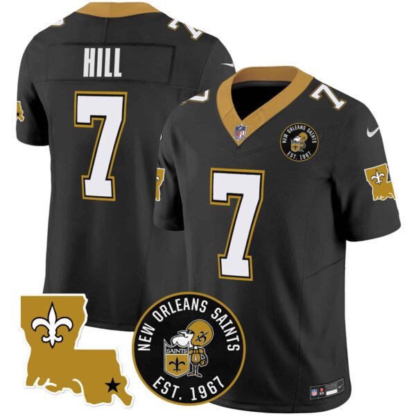 Men’s Saints EST. 1967 Patch Vapor Jersey – All Stitched – Black – Taysom Hill