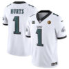 Philadelphia Eagles #1 Jalen Hurts White 2023 FUSE With 3-Star C Patch And John Jersey