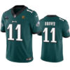 Philadelphia Eagles #11 A J Brown Green 2023 FUSE With 1-Star C Patch And John Jersey
