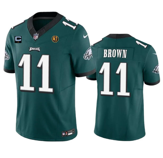 Philadelphia Eagles #11 A J Brown Green 2023 FUSE With 1-Star C Patch And John Jersey