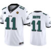 Philadelphia Eagles #11 A J Brown White 2023 FUSE With 1-Star C Patch And John Jersey