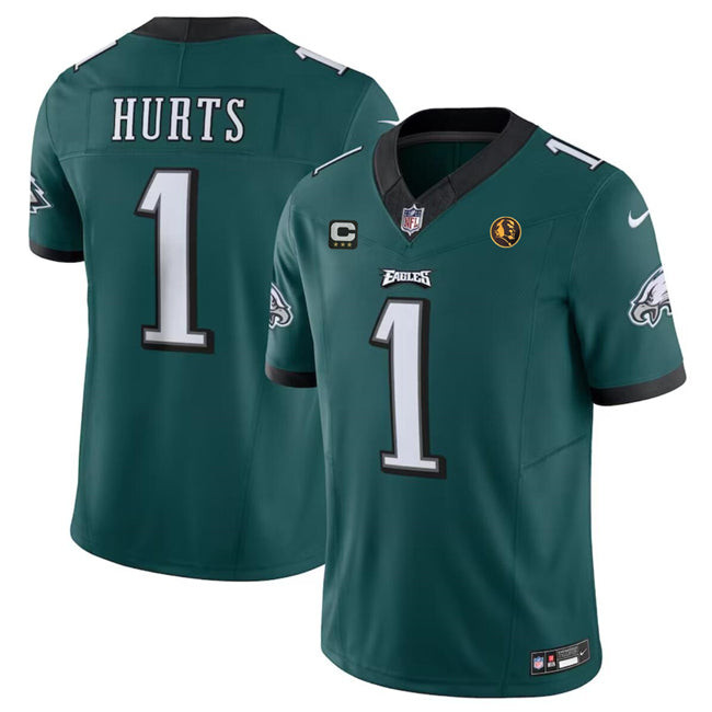 Philadelphia Eagles #1 Jalen Hurts Green 2023 FUSE With 3-Star C Patch And John Jersey