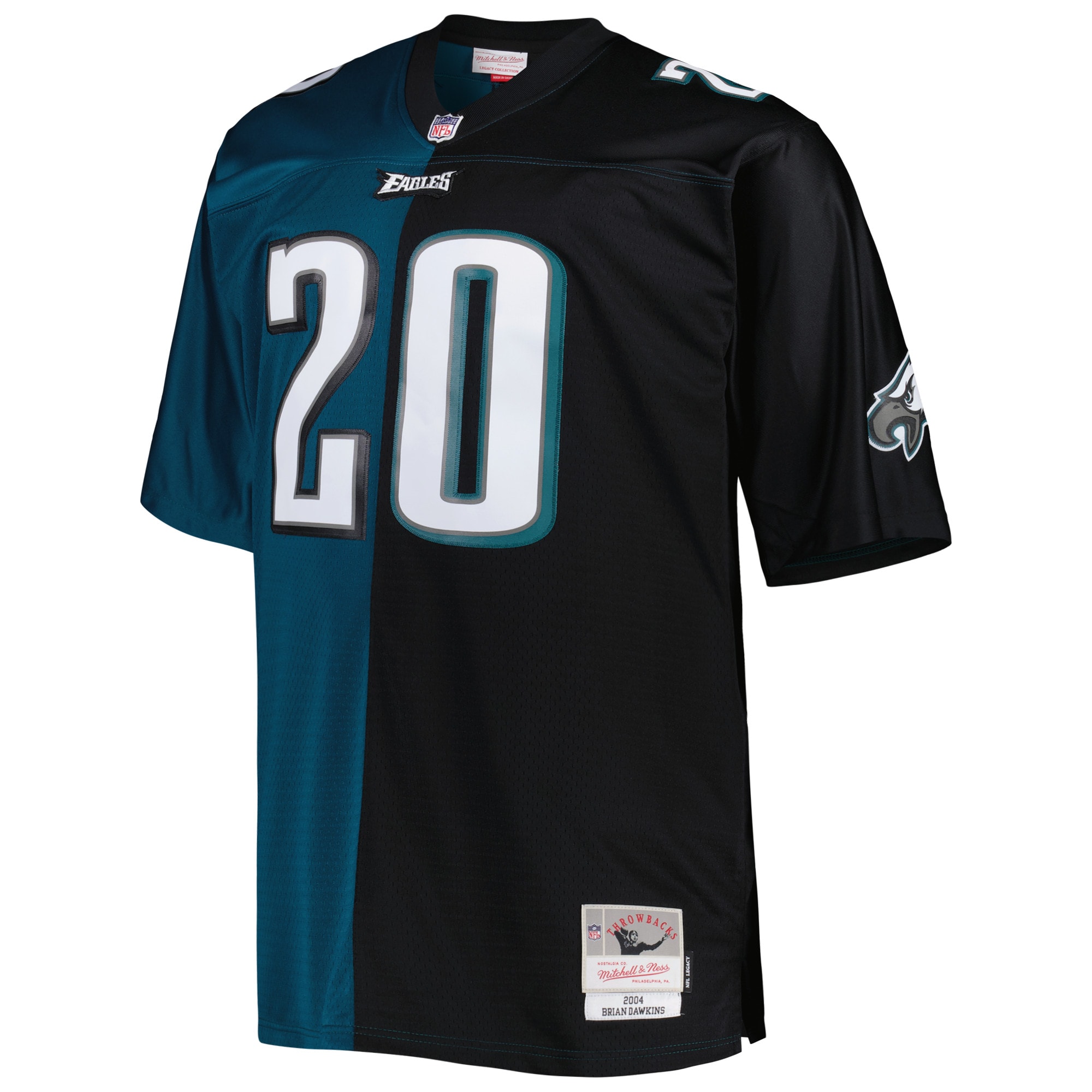 Brian Dawkins Philadelphia Eagles Mitchell Ness Big Tall Split Legacy Retired Player Replica Jersey Midnight Green Black - Image 2