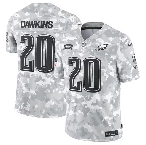 Philadelphia Eagles #20 Brian Dawkins Arctic Camo 2024 FUSE Salute To Service Limited Football Stitched Jersey