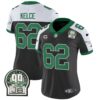Women’s Eagles Jerome Brown Patch Kelly Green Alternate Jersey V2 – All Stitched – Black Alternate – Jason Kelce