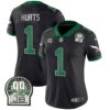 Women’s Eagles Jerome Brown Patch Kelly Green Alternate Jersey V2 – All Stitched – Black – Jalen Hurts