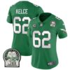Women’s Eagles Jerome Brown Patch Kelly Green Alternate Jersey V2 – All Stitched – Kelly Green – Jason Kelce