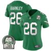 Women’s Eagles Jerome Brown Patch Kelly Green Alternate Jersey V2 – All Stitched – Kelly Green – Saquon Barkley