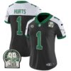 Women’s Eagles Jerome Brown Patch Kelly Green Alternate Jersey V2 – All Stitched – Black Alternate – Jalen Hurts