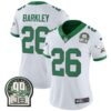 Women’s Eagles Jerome Brown Patch Kelly Green Alternate Jersey V2 – All Stitched – Kelly White – Saquon Barkley