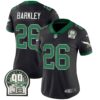 Women’s Eagles Jerome Brown Patch Kelly Green Alternate Jersey V2 – All Stitched – Black – Saquon Barkley