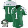 Women’s Eagles Jerome Brown Patch Kelly Green Alternate Jersey V2 – All Stitched – Kelly Alternate – Jalen Hurts
