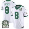 Men’s Eagles Jerome Brown Patch Kelly Green Alternate Jersey V2 – All Stitched – Kelly White – Kenny Pickett