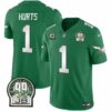 Men’s Eagles Jerome Brown Patch Kelly Green Alternate Jersey V2 – All Stitched – Kelly Green – Jalen Hurts
