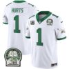 Men’s Eagles Jerome Brown Patch Kelly Green Alternate Jersey – All Stitched – Kelly White – Jalen Hurts