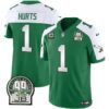 Men’s Eagles Jerome Brown Patch Kelly Green Alternate Jersey V2 – All Stitched – Kelly Alternate – Jalen Hurts