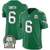 Men’s Eagles Jerome Brown Patch Kelly Green Alternate Jersey – All Stitched – Kelly Green – DeVonta Smith