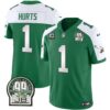 Men’s Eagles Jerome Brown Patch Kelly Green Alternate Jersey – All Stitched – Kelly Alternate – Jalen Hurts