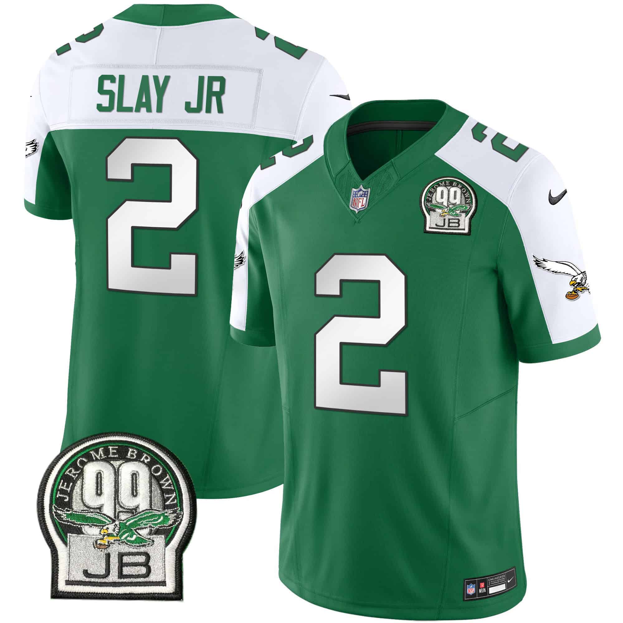 Men’s Eagles Jerome Brown Patch Kelly Green Alternate Jersey – All Stitched – Kelly Alternate – Darius Slay Jr.