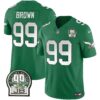 Men’s Eagles Jerome Brown Patch Kelly Green Alternate Jersey – All Stitched – Kelly Green – Jerome Brown