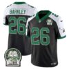 Men’s Eagles Jerome Brown Patch Kelly Green Alternate Jersey V2 – All Stitched – Black Alternate – Saquon Barkley