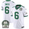 Men’s Eagles Jerome Brown Patch Kelly Green Alternate Jersey – All Stitched – Kelly White – DeVonta Smith