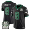 Men’s Eagles Jerome Brown Patch Kelly Green Alternate Jersey V2 – All Stitched – Black – Kenny Pickett