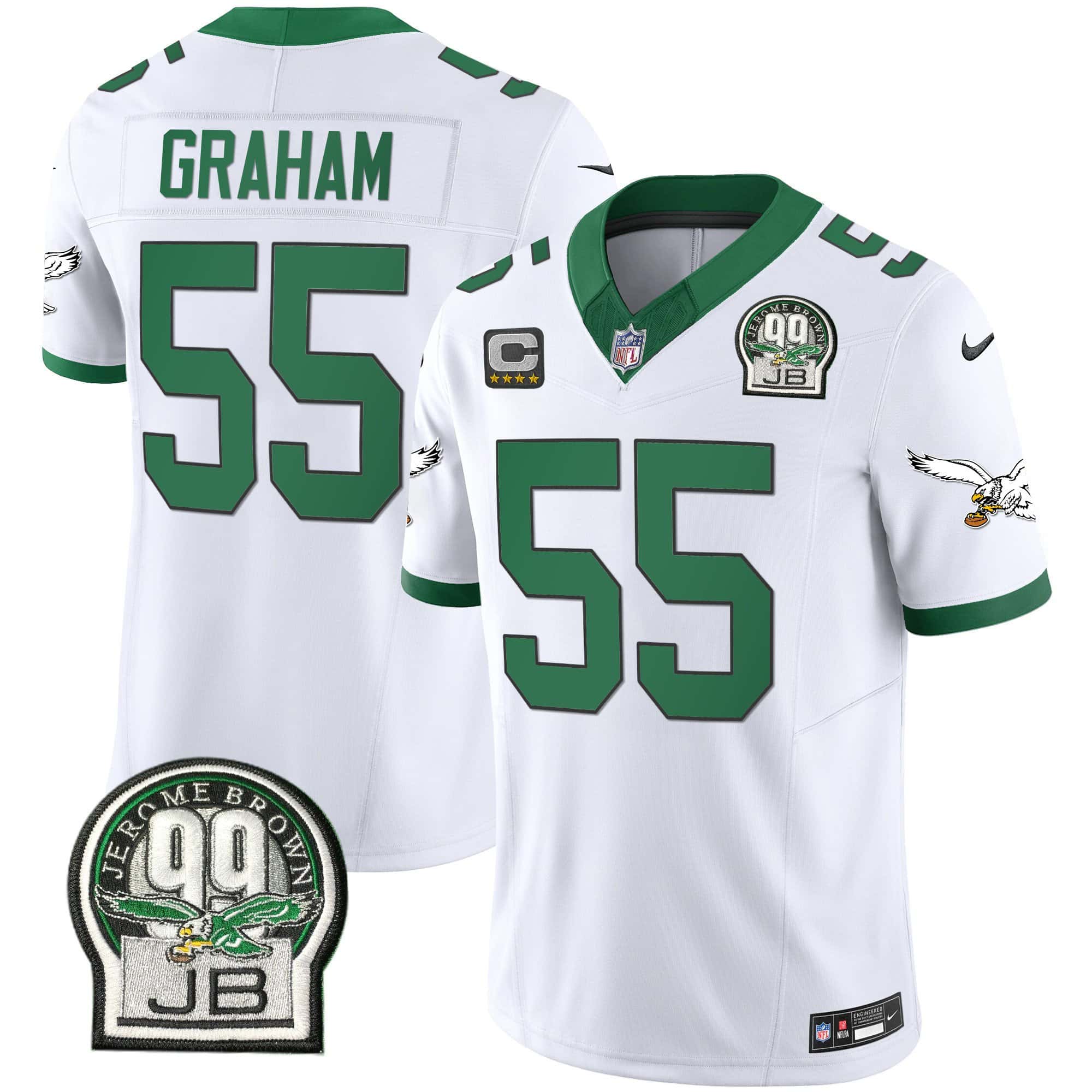 Men’s Eagles Jerome Brown Patch Kelly Green Alternate Jersey – All Stitched – Kelly White – Brandon Graham