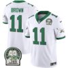 Men’s Eagles Jerome Brown Patch Kelly Green Alternate Jersey – All Stitched – Kelly White – A.J. Brown