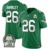 Men’s Eagles Jerome Brown Patch Kelly Green Alternate Jersey V2 – All Stitched – Kelly Green – Saquon Barkley