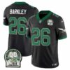 Men’s Eagles Jerome Brown Patch Kelly Green Alternate Jersey V2 – All Stitched – Black – Saquon Barkley