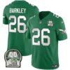 Men’s Eagles Jerome Brown Patch Kelly Green Alternate Jersey – All Stitched – Kelly Green – Saquon Barkley
