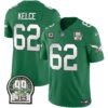 Men’s Eagles Jerome Brown Patch Kelly Green Alternate Jersey – All Stitched – Kelly Green – Jason Kelce