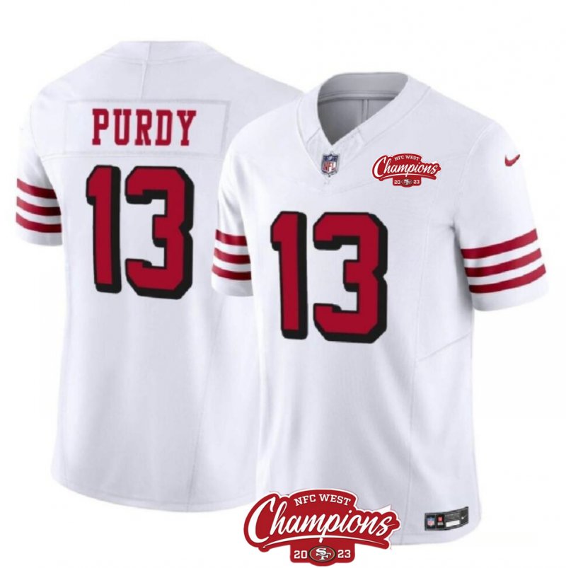 San Francisco 49Ers #13 Brock Purdy White 2023 Fuse Nfc West Champions Patch Jersey