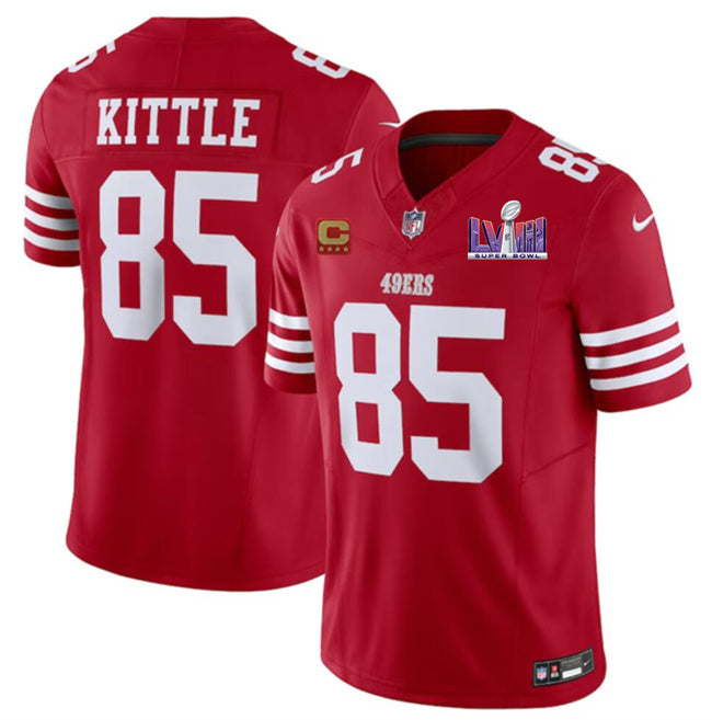 San Francisco 49Ers #85 George Kittle Red FUSE Super Bowl LVIII Patch And 4-Star C Jersey