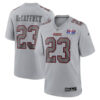 San Francisco 49Ers #23 Christian Mccaffrey Super Bowl LVIII Atmosphere Fashion Game Jersey – Gray