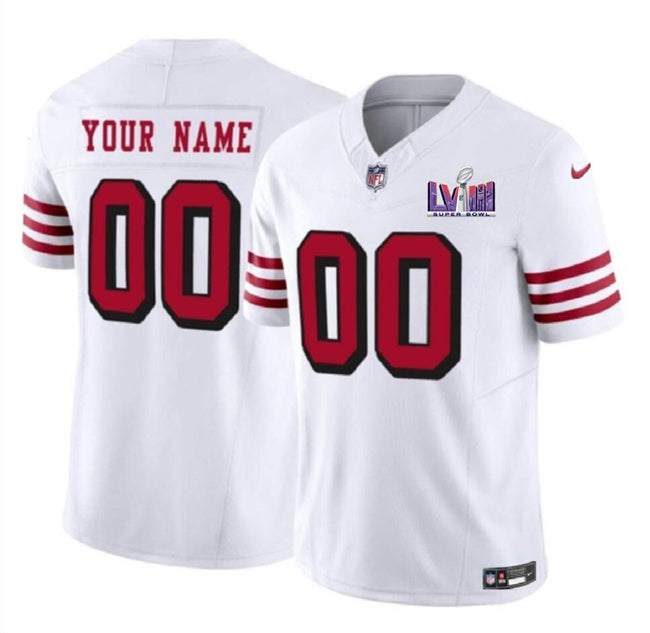 San Francisco 49Ers Active Player Custom New White FUSE Super Bowl LVIII Patch Jersey