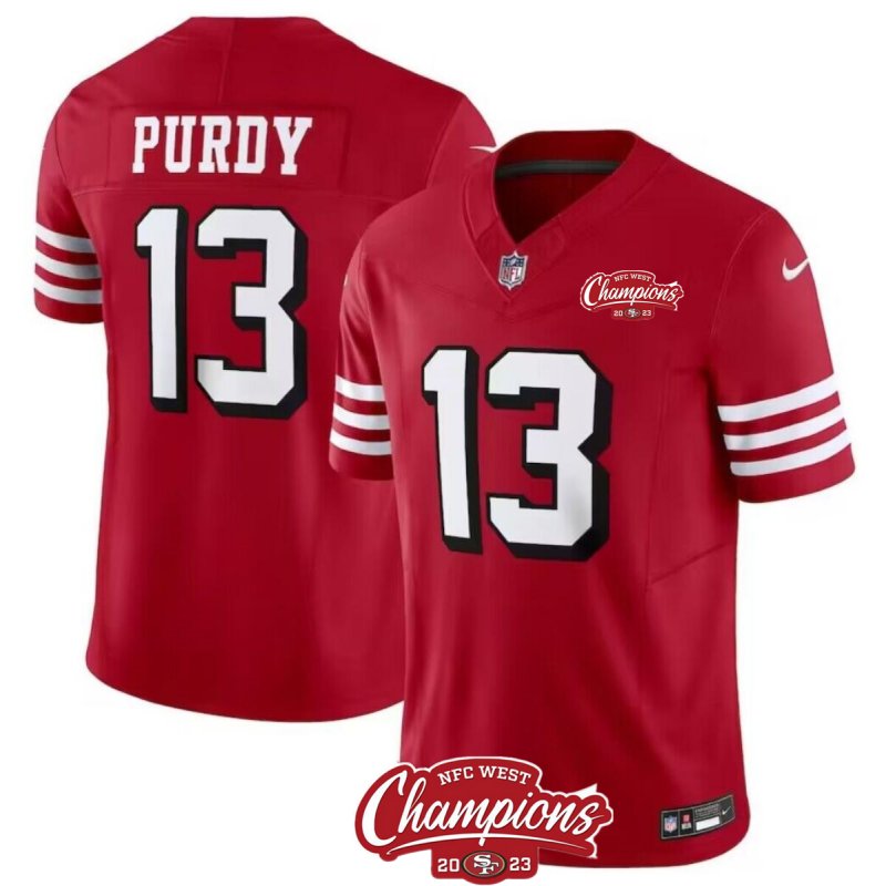 San Francisco 49Ers #13 Brock Purdy Red 2023 Fuse Nfc West Champions Patch Jersey