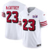 San Francisco 49Ers #23 Christian Mccaffrey New White FUSE Super Bowl LVIII Patch Jersey
