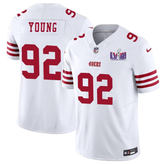 San Francisco 49Ers #92 Chase Young White FUSE Super Bowl LVIII Patch Vapor Jersey