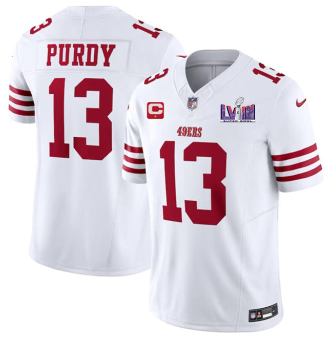 San Francisco 49Ers #13 Brock Purdy White FUSE Super Bowl LVIII Patch And 1- Jersey